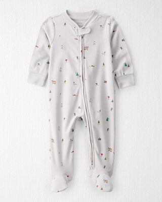 Baby Organic Cotton Sleep & Play Pajamas in Frosted Trail Print
