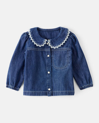 Baby Girl Western Denim Long-Sleeve Top - Blue