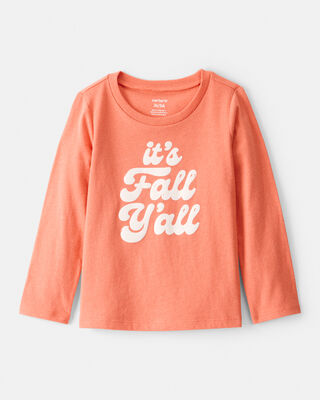 Toddler Girl It's Fall Y'all Long-Sleeve Graphic Tee - Orange