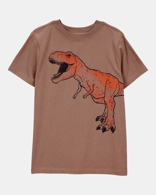 Kid Dinosaur Short-Sleeve Graphic Tee- Brown