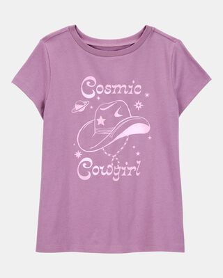 Kid Cosmic Cowgirl Short-Sleeve Graphic Tee - Purple