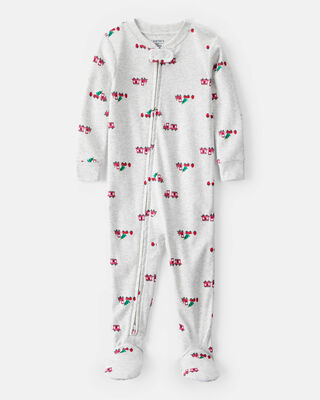 Toddler Boy Train Cotton Long-Sleeve Snug Fit 1-Piece Pajamas - Grey