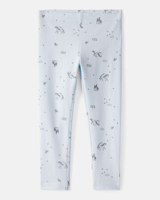 Toddler Girl Printed Cotton Pull-On Stretch Leggings - Blue