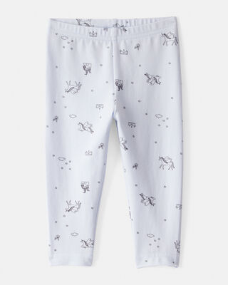 Baby Girl Printed Cotton Pull-On Stretch Leggings - Blue