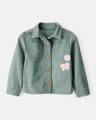Toddler Girl Patchwork Cotton Long-Sleeve Utility Fashion Jacket - Green
