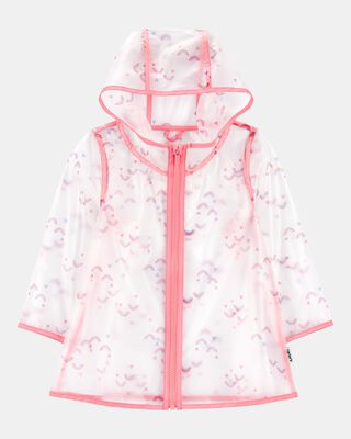 Toddler Girl Rainbow Translucent Rain Jacket - Pink