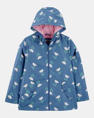 Girls Color Changing Rain Jacket - Navy