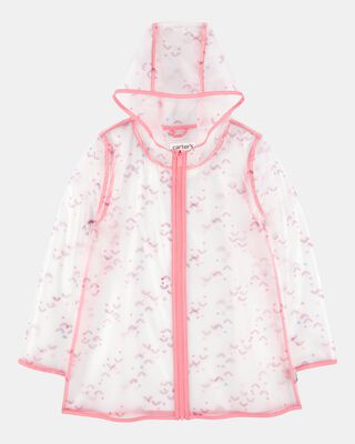 Girls Rainbow Translucent Rain Jacket - Pink