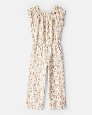 Girls Floral Short-Sleeve French Terry Jumpsuit