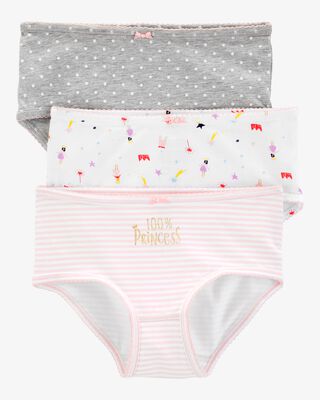 3-Pack Princess Print Brief Cotton Underwear