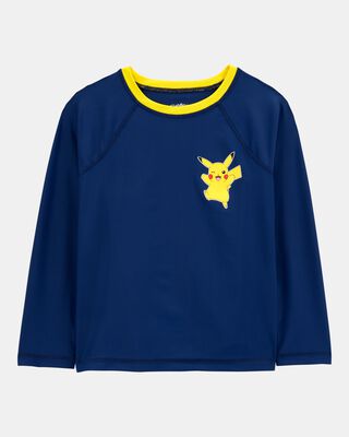 Boys Pokémon™ Pikachu Long-Sleeve Rashguard Swim Top - Navy