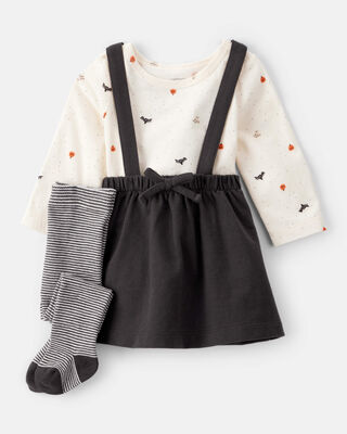 Baby 3-Piece Halloween Tee & Jumper Set - White/Black