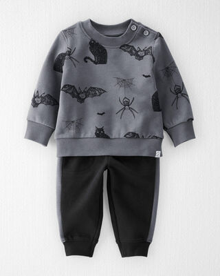 Baby 2-Piece Fleece Set Made with Organic Cotton in Spooky Night Print