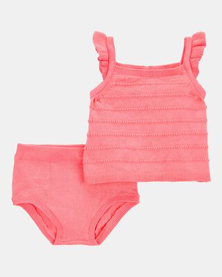 Baby Girl 2-Piece Sweater Knit Tank & Diaper Cover Set
