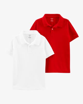 Boys 2-Pack Piqué Polos - Red/White