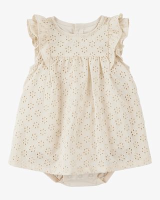 Baby Solid Cotton Dress - Cream
