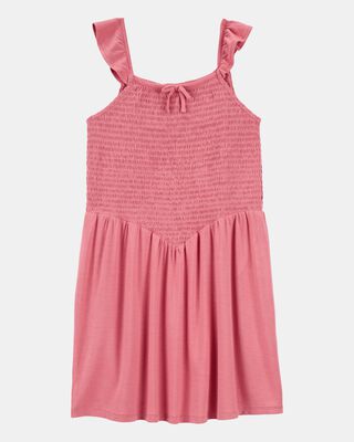 Kid Smocked Tank Dress - Pink