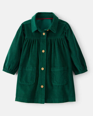 Baby Girl Corduroy Long-Sleeve Dress - Green