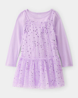 Toddler Girl Star Princess Tulle Dress - Purple