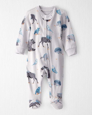 Baby Organic Cotton Sleep & Play Pajamas in Midnight Forest Print