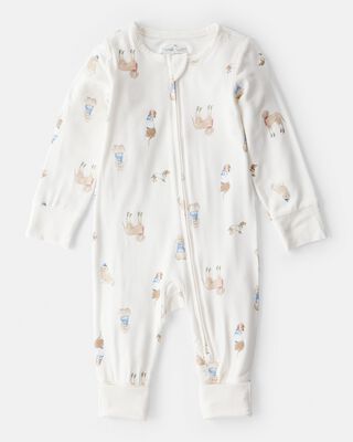 Baby Dog Print PurelySoft Snug Fit Sleep & Play Pajamas - White