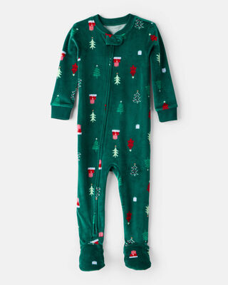 Baby Christmas Trees DreamPlush Long-Sleeve Snug Fit 1-Piece Pajamas - Green
