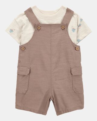 Baby Boy 2-Piece Sunset Tee & Shortall Set - Brown