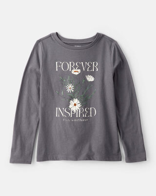Girls Wildflower Long-Sleeve Graphic Tee - Grey