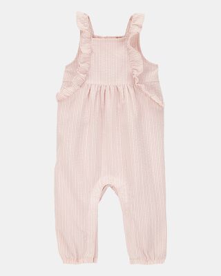 Baby Striped Seersucker Jumpsuit - Pink