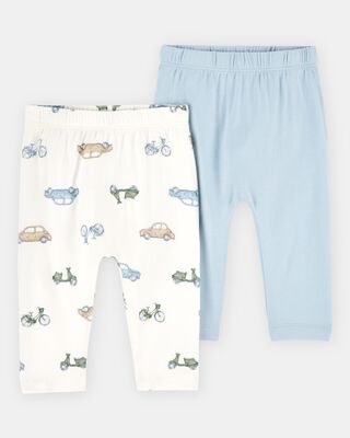 Baby Boy 2-Pack PurelySoft Pull-On Pants - Blue/Ivory