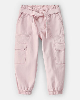 Toddler Girl Cotton Cargo Joggers - Pink
