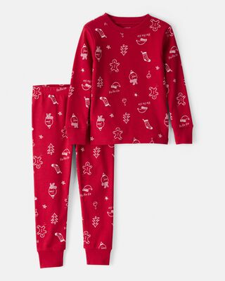 Baby Christmas 100% Cotton Snug Fit 2-Piece Pajamas - Red