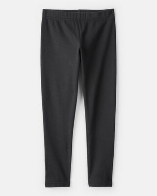 Girls Cozy Fleece Pull-On Stretch Leggings - Black