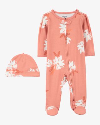 Baby 2-Piece Floral Sleep & Play Pajamas & Cap Set