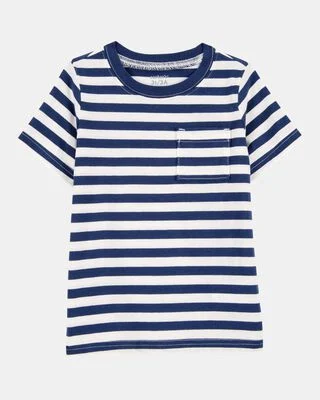 Baby Striped Short-Sleeve Pocket Tee - Navy