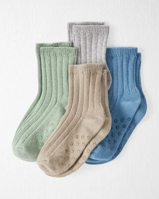 Toddler 4-Pack No-Slip Socks Made with Organic Cotton