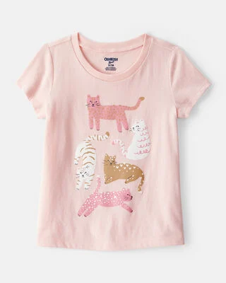 Toddler Girl Cat Short-Sleeve Graphic Tee - Pink