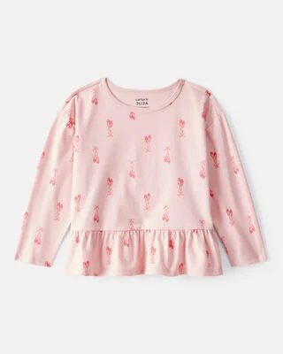 Toddler Girl Ballet Slippers Long-Sleeve Peplum Top - Pink