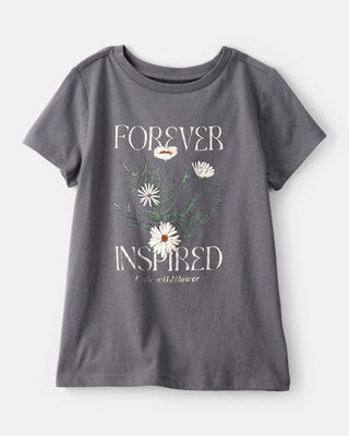 Girls Wildflower Short-Sleeve Graphic Tee - Grey